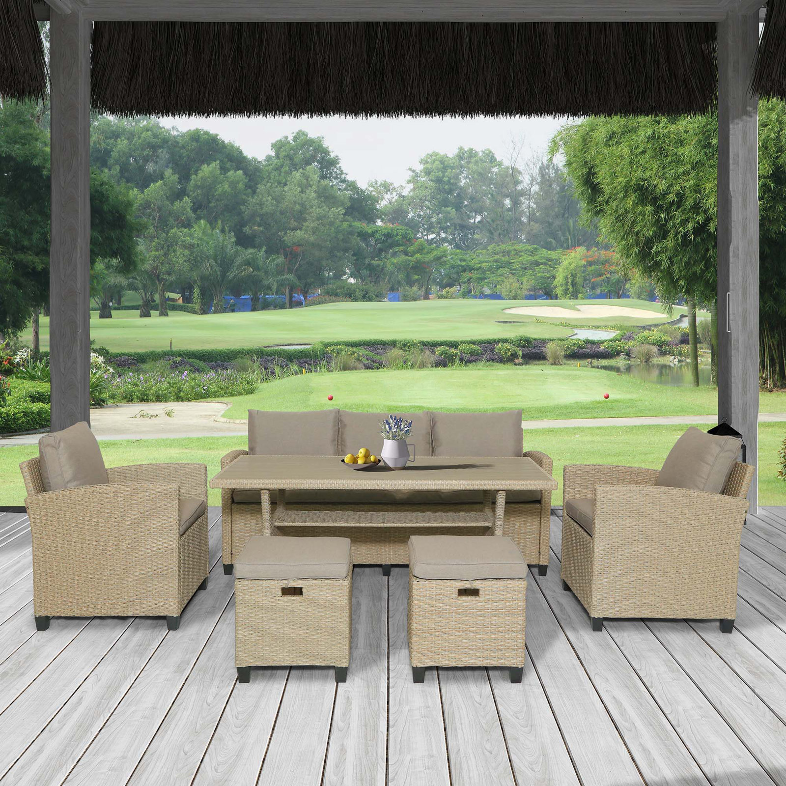 Red Barrel Studio? Polyethylene (PE) Wicker 7 - Person Seating Group with Cushions Red Barrel Studio? Polyethylene (PE) Wicker 7 - Person Seating Group with Cushions